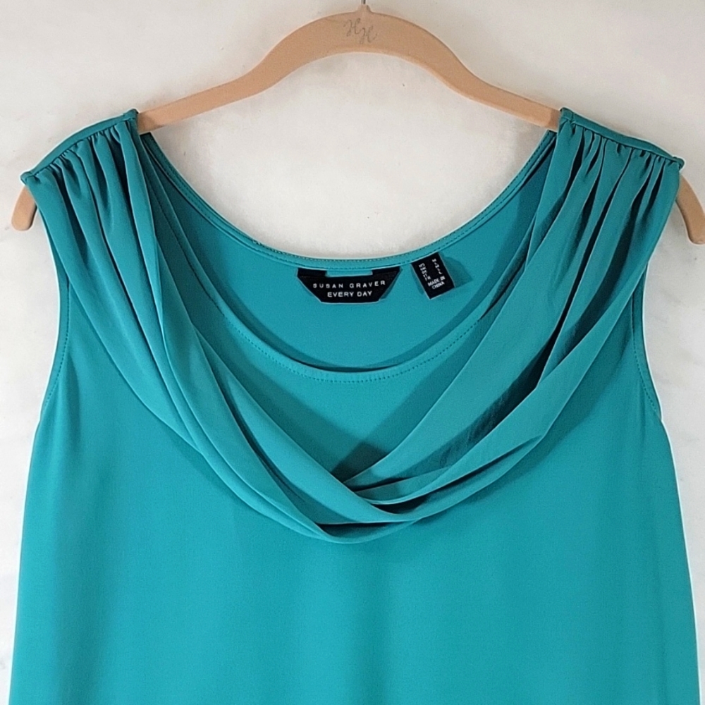 Susan Graver Drape Collar Sleeveless Top Size M - Picture 3 of 7